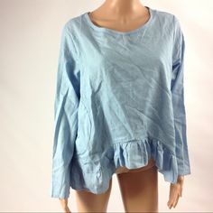 F19.Longsleeve Blouse . Length 25" Armpit To Armpit 21.5" Sleeve 23" Light Blue Long Sleeve Blouse For Spring, Light Blue Long Sleeve Shirt For Spring, Light Blue Long Sleeve Relaxed Fit Blouse, Light Blue Relaxed Fit Long Sleeve Blouse, Long Sleeve Tops For Brunch, Light Blue Long Sleeve Blouse, Light Wash Long Sleeve Shirt For Day Out, Light Blue Long Sleeve Blouse For Day Out, Light Blue Long Sleeve Top For Day Out