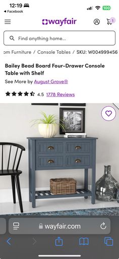 a table with drawers on it and a chair next to it