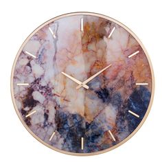 a clock made out of marble on a white background