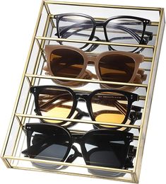 Amazon.com: Hipiwe Glass Sunglass Organizer Tray Eyewear Eyeglass Storage Display Case Gold Mirrored Jewelry Perfume Display Tray Vintage Gold Sunglass Storage Case for Drawer Dresser Closet, 6 Slots : Clothing, Shoes & Jewelry Sunglasses Organization, Sunglass Storage, Eyeglass Storage, Sunglass Organizer, Perfume Vanity, Dresser Closet, Vanity Display, Sunglasses Organizer, Glasses Storage