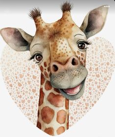 a painting of a giraffe's face with a heart in the background