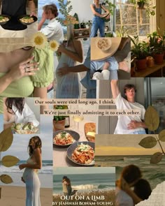 a collage of photos with people and food