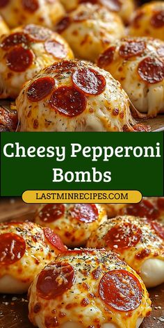 Cheesy Pepperoni Bombs Flaky dough stuffed with pepperoni and gooey melted cheese, baked to golden perfection. These are the ultimate snack or appetizer!  Ingredients:  1 package biscuit dough 1 cup shredded mozzarella 1/2 cup pepperoni slices Cheesy, savory, and irresistible—these pepperoni bombs are a party favorite! Last Minute Recipes, Pizza Bomb, Cheesy Pizza, Pizza Snacks, Cheese Baked, Biscuit Dough, Appetizers Easy Finger Food, Best Appetizer Recipes, Party Snack