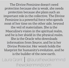 the divine feminine doesn't need protection because she needs protection