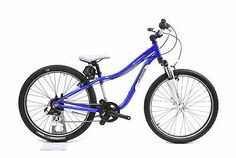 a blue bicycle is shown against a white background