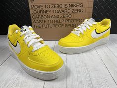 7Y | 8.5 Wmns-NEW NIKE AIR FORCE 1 LV8 (GS) YELLOW WHITE SNEAKERS DQ0359-700. Nike Sporty Sneakers In Neon Yellow, Nike Sporty Neon Yellow Sneakers, Nike Air Force 1 With Boost Midsole For Running, Yellow Low-top Nike Air Force 1, Casual Nike Air Max With White Sole For Sports, Yellow Lace-up Skate Shoes For Sports, Nike Air Force 1 Sports Shoes With Air Cushioning, Nike Air Force 1 With Air Cushioning For Sports, Yellow Nike Air Force 1 Lace-up For Streetwear