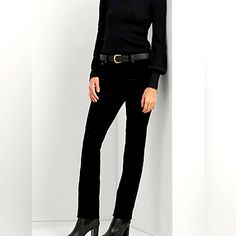 New Ralph Lauren Women’s Black Corduroy Pants Straight Fit Black New W Tags $145 Size 6 Front And Back Packets Velvet Straight Leg Workwear Bottoms, Velvet Straight Leg Bottoms For Work, Velvet Straight Leg Pants For Work, Fall Velvet Workwear Pants, Velvet Workwear Pants For Fall, Winter Straight Leg Jeans For Night Out, Chic Straight Bottoms For Fall, Formal Velvet Bottoms For Fall, Chic Velvet Workwear Bottoms