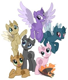 many different types of ponys sitting next to each other