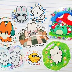 some stickers that are on top of a piece of paper