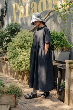 Short Sleeve Ribbon Back Cotton Dress, Navy Oversize Dress Outfit, Modest Dresses Casual, Oversized Dress, Modest Fashion Outfits, Mode Inspo, Dress Outfit, Modest Outfits, Cotton Dress