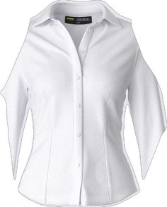 White Stretch Tops With Button Closure, White Stretch Tops With Buttons, White Stretch Top With Button Closure, White Stretch Top With Buttons, Formal Stretch Collared Shirt, White Office Wear Shirt, White Stretch Button-up Blouse, White Blouse For Business Casual In Summer, Formal Stretch Top With Buttons