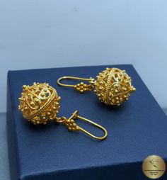 "* Large, statement filigree ball earrings * * Available in yellow or rose solid 14k gold * ★ Largest size of our traditional Croatian filigree ball earrings, handcrafted in solid 14k gold. They are replicas of ethnic - heritage Croatian jewelry from Dubrovnik - Dalmatia region. Earrings end with decorative, secure - latching type of ear-wires. ★ *These earrings are handmade on order in 7-10 business days* Due to the handmade creation, every pair is unique, so there can be tiny variations in dim Traditional Elegant Drop Earrings, Elegant Design Earrings For Festivals, Elegant Earrings For Festivals And Gifts, Elegant Earrings For Gift Giving During Festivals, Intricate Design Drop Clip-on Earrings For Wedding, Elegant Round Danglers As Gift, Festive Bridal Earrings As Gift, Elegant Danglers As A Gift, Pierced Bridal Earrings As Festival Gift