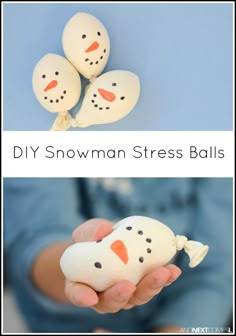 DIY snowman stress balls from And Next Comes L Snowman Diy, Snowman Crafts Diy, Thema Winter, Winter Activities For Kids, Diy Snowman, Front Porch Christmas Decor Ideas