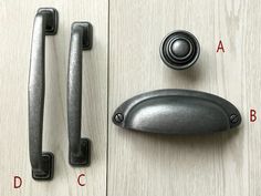 the door handles and knobs are shown with measurements for each one's handle