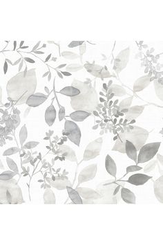 a white and gray floral wallpaper with leaves on the back drop in shades of grey