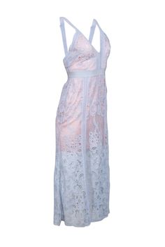 Feel elegant and stylish in the Alice McCall blue lace sleeveless midi dress. This stunning dress features delicate blue lace and a flattering midi length. Perfect for a wedding guest or a night out, pair it with nude heels for a chic look. Size 2 Shell 100% Polyester Lining 97% Polyester, 3% Elastane Contrast trim 100% Cotton Elastic Trim 91% Nylon, 9% Elastane Invisible back zipper O ring sleeveless straps V-neckline Bust 32" Waist 24" Shoulder to hem 50" Sleeveless Lace Dress With Lace Top For Spring, Sleeveless Lace Dress For Summer Wedding, Sleeveless Lace Patchwork Maxi Dress For Evening, Sleeveless Lace Maxi Dress With Contrast Lace, Sleeveless Lace Trim Dress For Wedding Guest, Summer Evening Maxi Dress With Delicate Lace, Sleeveless Scalloped Lace Maxi Dress For Party, Sleeveless Maxi Dress With Scalloped Lace For Party, Summer Formal Maxi Dress With Scalloped Lace