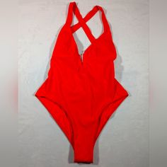 Nwt Zara Orange One Piece Swimsuit Crossing Back Straps & Low Back Us Size Small * Removable Padding * 75% Polyamide & 25% Elastane * Wide Straps * Low Cut Back * Front V-Cut Has Boning To Maintain It's Shape Condition: New With Tags, With No Stains, Snags Or Tares. Measurements: Size Small, See Photos For More Detailed Measurements Style Profile: Designer, Beach, Pool, Party, Boating, Vacation, Resortwear, Travel, Check Out Our Other Listings And Bundle To Save! Offers Welcome!! Fast Shipping S Zara Fitted V-neck Swimwear, Red V-neck Bodysuit For The Beach, Zara Summer V-neck Swimwear, Red V-neck Bodysuit For Beach Season, Lined Red Swimwear For Beach Season, Red Lined Swimwear For Beach Season, Zara Summer Swimwear With Lined Body, Zara One-piece Bodysuit For Beach, Zara Summer Bodysuit For Beach