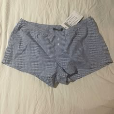 Brand New With Tag Bnwt Nwt Pajama Shorts With An Elastic Waistband And Button-Down Detailing. Fabrics: 100% Cotton. Measurement: 8" (20cm) Rise, 2.5" (6cm) Inseam, 26" (66cm) Waist (Stretches) Made In: China Blue And White Checkered/Picnic Kind Of Pattern In Perfect Condition, Unfortunately, They Did Not Fit Me Elastic Waistband Bottoms For Bedtime, Short Length Bottoms With Elastic Waistband For Bedtime, Summer Pajama Shorts For Sleep, Cotton Shorts With Elastic Waistband For Pajama Party, Casual Cotton Pajama Shorts For Bedtime, Summer Bedtime Bottoms In Short Length, Summer Sleep Shorts With Short Legs, Relaxed Fit Shorts With Elastic Waistband For Bedtime, Summer Sleepwear Short Leg