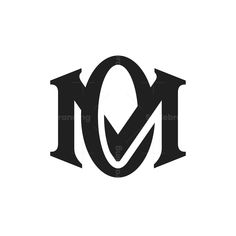 the letter m is made up of two letters, one in black and white with an arrow