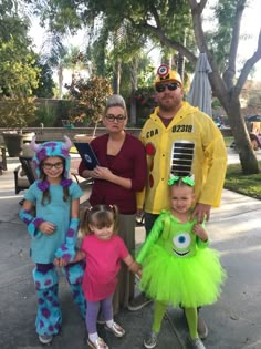 Sully, Boo, Mike Wazowski, Roz, & Child Detection Agent Sibling Of 3 Halloween Costumes, Family Monster Inc Costumes, Multi Family Halloween Costumes, Monsters Inc Sibling Costumes, Monsters Inc Family Of 4 Costume, Family 5 Costume Ideas, 5 Family Costume Ideas, Monsters In Family Costumes, Family Of 7 Costume Ideas