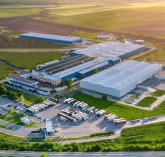 an aerial view of a large industrial building