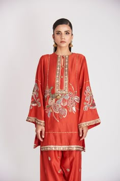 Kinfolk red applique embellished chanderi patiala kurta, pant and organza dupattaFrom Aisha Rao's Kinfolk collection. DELIVERY TIMEPlease allow 6-8 weeks for your outfit to arrive. FABRIC DETAILSChanderi, Organza Professional cleaning only. Anamika Khanna Suits, Festive Red Mulmul Salwar Kameez, Red Lawn Saree With Chikankari Embroidery, Red Silk Lawn Suit With Chikankari Embroidery, Red Silk Anarkali Lawn Suit, Red Mulmul Palazzo Set For Diwali, Red Tussar Silk Salwar Kameez For Festivals, Eid Red Cotton Silk Palazzo Set, Red Lawn Suit With Dupatta In Mulmul