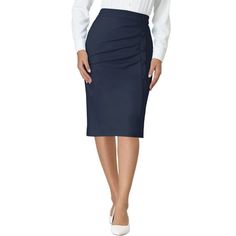 STYLE - Keep your look professional and stylish in this pencil skirt from Hobemty, featuring a high waist, pleated front and button decor. OUTFIT - Pair with solid shirts and high heels for a chic office look. OCCASION - Focused on Ladies' Semi-Formal Wear - This skirt can be a perfect addition to almost any outfit from formal to daily wear, great for work, meeting, office, businesses, work, party, cocktail, wedding, casual, daily, etc. Measurement (in inches) Size----------Length----------Waist Fitted Office Mini Skirt With Lining, Fitted Solid Bottoms For Office, Fitted Pencil Skirt For Office Lady, Fitted Office Skirt, Fitted Pencil Skirt For Office, Fitted High Waist Pencil Skirt For Office, High Waist Lined Pencil Skirt For Workwear, High Waist Fitted Pencil Skirt For Office, High Waist Lined Pencil Skirt For Office