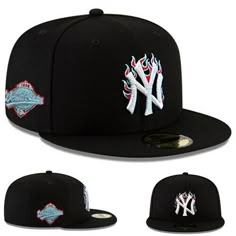 gwbks                                                                                                  This Listing is for a brand new with tags AuthenticNew Era New York Yankees Black Fitted Hat Fire Flames Team Logo Poly Blue U/V Brand New, Original Tag Attached  Material: 100% Polyester  High Profile, MLB Customized Fitted Cap   Poly Blue Colorway Underneath Brim of Hat  MLB 1998 World Series Side Patch  MLB Authenticity Sticker Under the Brim  100% Authentic Merchandise, Factory Direct   Classic MLB New Era 5950 Fitted Hat Feature   Embroidered graphics Team Logo & W/S Patch   6 Panel Construction    Officially licensed Products     Official Team Logo embroidered on the Back      New Era Logo on the Side    Premium Quality, Comfortable Fit Winter Sports Flat Bill Baseball Cap, Urban Style Sports Hats For Baseball Season, Winter Flat Bill Baseball Cap For Streetwear, Winter Streetwear Baseball Cap With Flat Bill, Winter Streetwear Flat Bill Baseball Cap, Black Flat Brim Fitted Hat For Winter, Hip Hop Style Visor Fitted Hat For Baseball Season, Outdoor Fitted Hat For Baseball Season, Hip Hop Visor Fitted Hat For Baseball Season