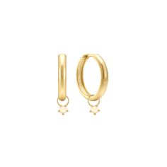 Adorn your ears with luxurious Classic Gold Hoops, crafted with 14k Gold. Boasting bold and beautiful 14k gold hoops, these timeless gold earrings provide the perfect platform for any earring charms of your choice. Elevate your look with classic style and superior craftsmanship. Earring charms sold separately. Versatility: Fits all earring charmsMetal: 14k Gold VermeilSize: 18mm (Outside Diameter)Hypoallergenic and Waterproof Jewelry Elegant Dangle Hoop Earrings With Star Charm, Everyday Yellow Gold Earrings With Star Charm, Elegant 14k Gold Charm Earrings, Elegant Yellow Gold Huggie Earrings With Charms, Elegant Yellow Gold Earrings With Star Charm, Elegant Yellow Gold Hoop Earrings With Charms, Elegant 14k Gold Earrings With Charms, Yellow Gold Charm Earrings Fine Jewelry, Elegant Round Hoop Earrings With Star Charm