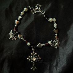 #Jewelry #Choker #Alternative #Grudge #Alternativejewelry #Goth #Emo #Cross Goth Aesthetic Accessories, Goth Presents, Silver Goth Jewelry, Funky Jewelry Silver, Gothic Gift Ideas, Trad Goth Accessories, Goth Beaded Jewelry, Alt Jewelry Diy, Goth Jewelry Diy