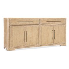 the sideboard is made from wood and has three doors, two drawers and one door