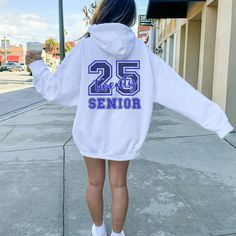 Senior 2025 Hoodie, Custom Name Front, Class of 2025 Hoodie, Senior 2025, Senior Sweatshirt 2025, Senior Nights Gift, Last First Day Senior - Etsy Senior Hoodies Design Ideas, Senior Hoodies, Sweatshirts Ideas, Hoodies Design Ideas, Senior Sweatshirts, Class Of 2026, Senior Crafts, Senior Design, Senior Night Gifts