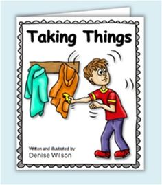 a book cover with an image of a boy holding clothes on a line and the title taking things