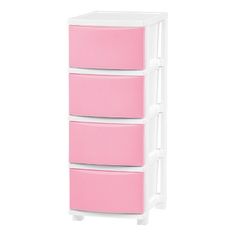 a white and pink dresser with three drawers