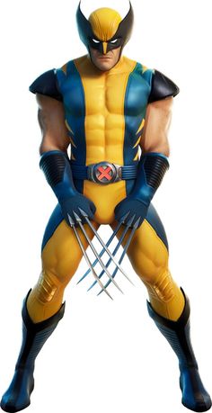 a man in wolverine costume standing with his hands on his hips and holding two claws