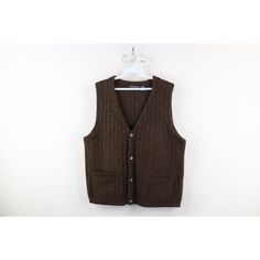 Vtg 90s Streetwear Mens Medium Rainbow Wool Ribbed Knit Cardigan Sweater Vest Mens Sweater Blemish front top. Hole middle back. Has pilling Mens size Medium Measurements are: 22 inches underarm to underarm 24.5 inches top to bottom Brown Wool US Shipping is FREE, Canada is $15 and International is $24 Check out my other items in my store! L797 Casual Wool Sweater Vest For Winter, Classic Brown Ribbed Sweater, Knit Sweater Vest With Pockets For Winter, Casual Wool Ribbed Cardigan, Retro Knitted Sweater Vest For Winter, Retro Knit Sweater Vest For Winter, Vintage V-neck Sweater Vest For Winter, Classic Brown Wool Sweater Vest, Casual Wool Vest