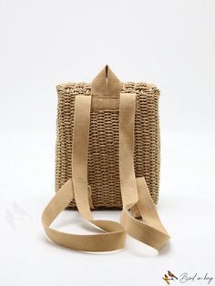 BirdinBag - Modern Double-shoulder Straw Woven Bag: Versatile Hand-carrying Backpack Word Wrap, Woven Bag, Color Khaki, Bags Backpacks, Womens Backpack, Small House, Bags Women, 20 Cm, Carry On