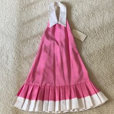 Such A Beautiful Dress By Helena. Neiman Marcus Exclusive Brand Halter Neck, Open Back, Pleated Skirt. Amazing Detail With High Quality Material Brand New With The Tag Attached. ** Small Stain On The Collar. Very Small As You Can See From The Close Up Picture Sleeveless Spring Dresses For School, Sleeveless Spring Dress For School, Preppy Pink Dress For Spring, Preppy Pink Spring Dress, Preppy Pink Summer Dress, Fitted Spring Dresses For School, Playful Ruffled Dresses For School, Fitted Dresses For School In Spring, Fitted Spring School Dresses