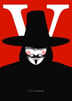 a person wearing a mask and a black hat with the letter v on it's face