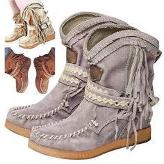 Ugg Like Boots, Hiking Store, Black Interior Doors, Ugg Boots Tall, Womens Suede Boots, Fringe Ankle Boots, Rough Heels, Boots Tall, Boot Straps