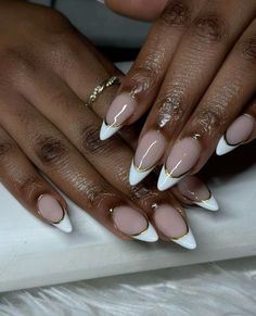 ## Introduction Graduation – that bittersweet milestone where meticulous study meets joyous liberation! While the… Almond French Tip Nails With Gold Line, Black French Tip Nails Almond With Gold, Golf French Tips Nails, Almond French White Nails, Gold Line French Tip, Black Tip With Gold Line Nails, New Years Inspo Nails, Almond French Tip With Gold Line, Gold White French Nails