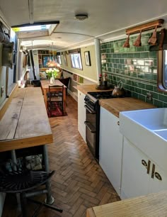 the kitchen is clean and ready to be used as a dining room or living area