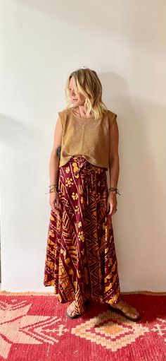 Pakistani batik wrap skirt Size: free Model is 5'3 for height reference  Tag: Made in India  Condition: perfect vintage Height Reference, Maxi Rock, Womens Skirts, Wrap Skirt, Festival Season, Batik, Maxi Skirt, Art Collection, Womens Skirt