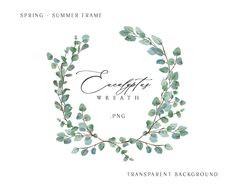 the logo for spring and summer frame with green leaves on white background, watercolor style