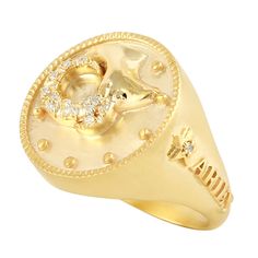 Modern style Diamond jewelry, this ring is made of gold and diamond material and is capable of reflecting some light to produce a natural glow, which is a unique feature found only in premium jewelry. Info- This Ring are handmade in 14k Yellow Gold: 9. 624 grams and Diamond: 0.08 cts (ING-10870)  Care- This jewelry is made by hand featuring detailed workmanship. Be careful to avoid dropping or banging as physical impacts can result in damage to the pieces including stones falling off. To care fo Spiritual Yellow Gold Zodiac Jewelry, Luxury Gold Zodiac Sign Jewelry, Symbolic Zodiac Sign Yellow Gold Rings, Luxury Gold-plated Zodiac Jewelry, Gold Zodiac Sign Ring, Aries Ring, Premium Jewelry, Zodiac Rings, Aries Zodiac