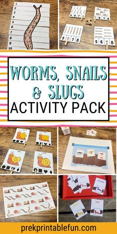 worms, snails and slug activity pack for kids to practice their writing skills with the help of