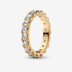 Sparkling Row Eternity Ring | Gold plated | Pandora US Mickey Ear Holder, Pandora Ring, Eternity Ring Gold, Rings Style, Bracelet Pandora, Classic Grey, Ringe Gold, Pandora Rings, Ring Hand