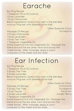 Ear ache vs infection Massage Oils Recipe, Diluting Essential Oils, Essential Oil Remedy, Sick Remedies, Oil Remedies, Essential Oils Health, Living Essentials Oils, Home Health Remedies, Living Essentials