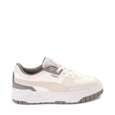 Womens PUMA Cali Dream Athletic Shoe - Warm White / Stormy Slate | Journeys Aesthetic Puma Shoes, Sporty Chunky Sneakers With Perforated Toe Box, Sporty Cushioned Platform Sneakers For Streetwear, Sporty Platform Sneakers With Cushioned Footbed For Streetwear, Sporty Skate Shoes With Textured Sole, Sporty Mid-top Platform Sneakers With Cushioned Footbed, Casual Leather Basketball Shoes With Textured Sole, Urban Synthetic Platform Sneakers With Boost Midsole, Urban Chunky Sneakers With Cushioned Footbed