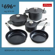 four black pots and pans are on sale for $ 69 00